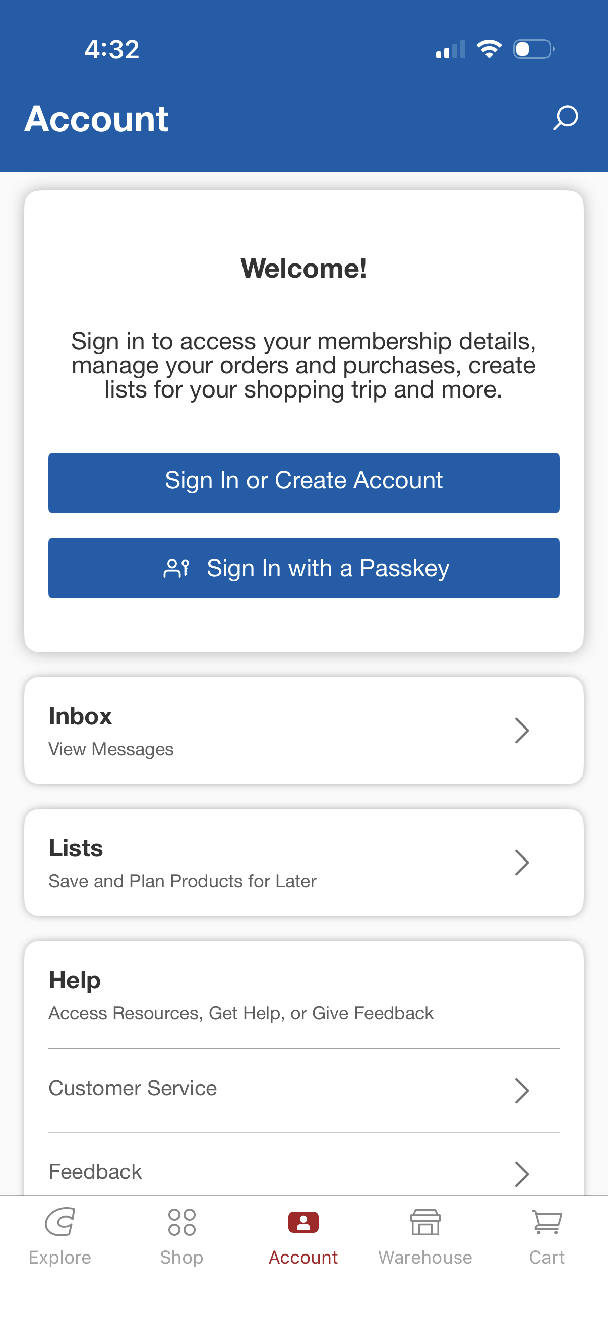 costco signup screenshot